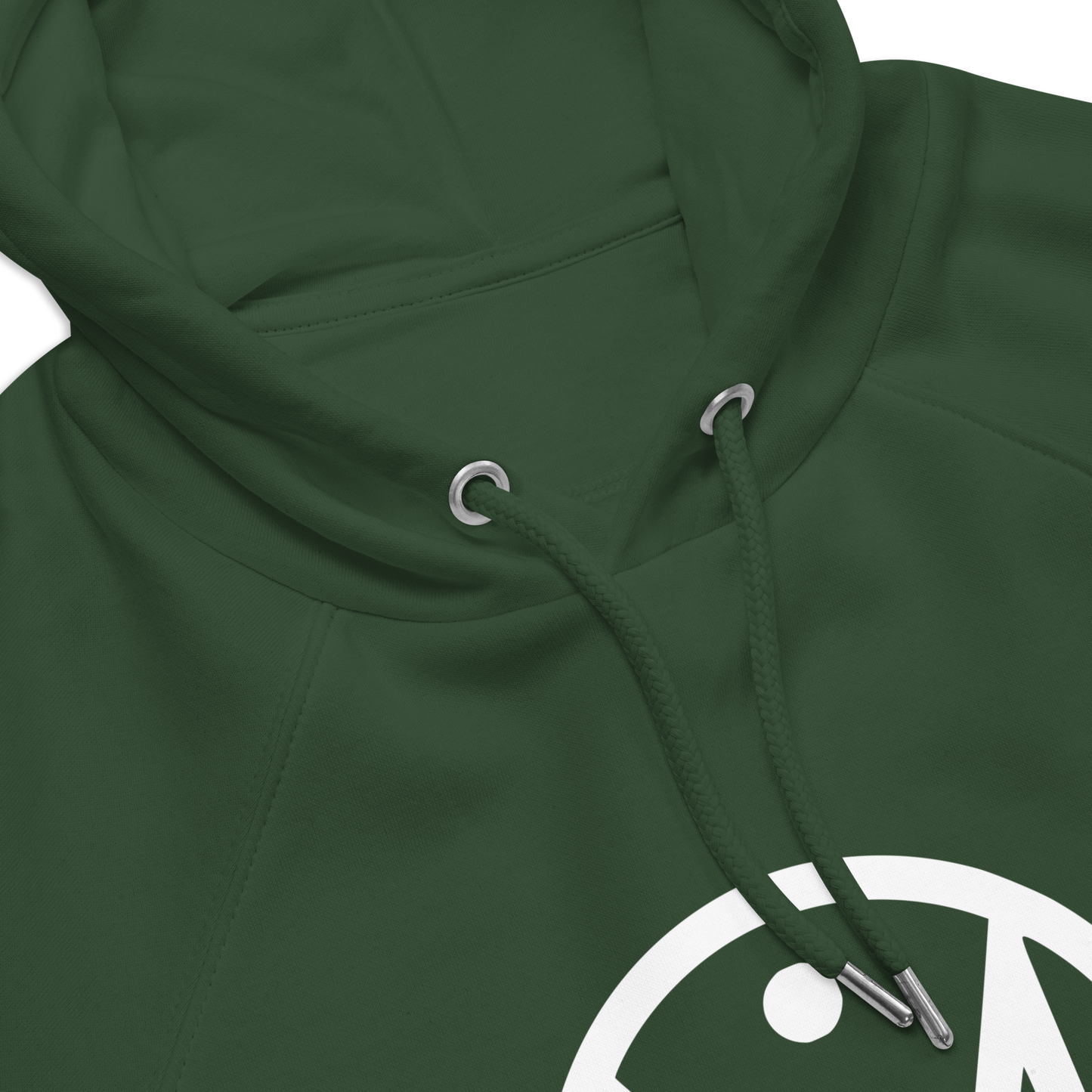 Zoom sur devant sweat homme en coton bio couleur vert avec logo MythWeave
