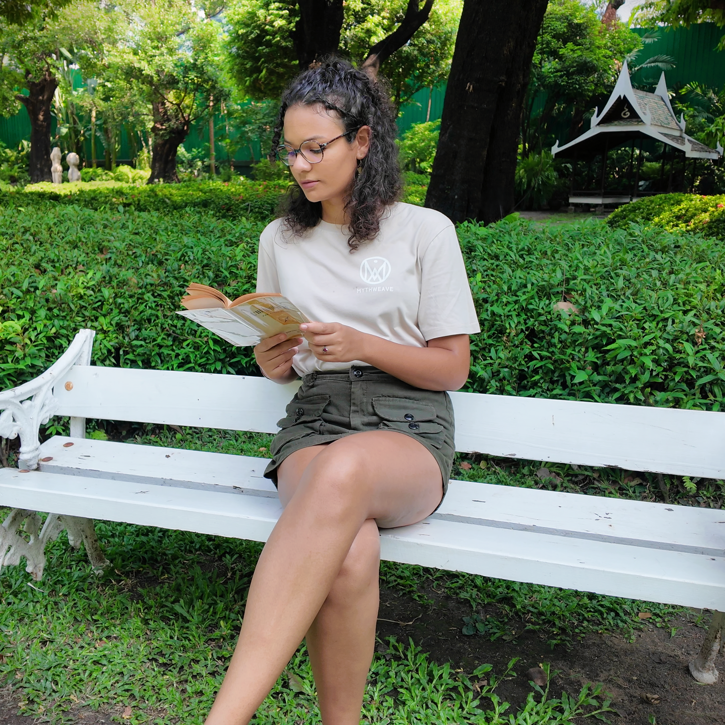 T-shirt MYTHWEAVE en coton bio logo blanc - Femme