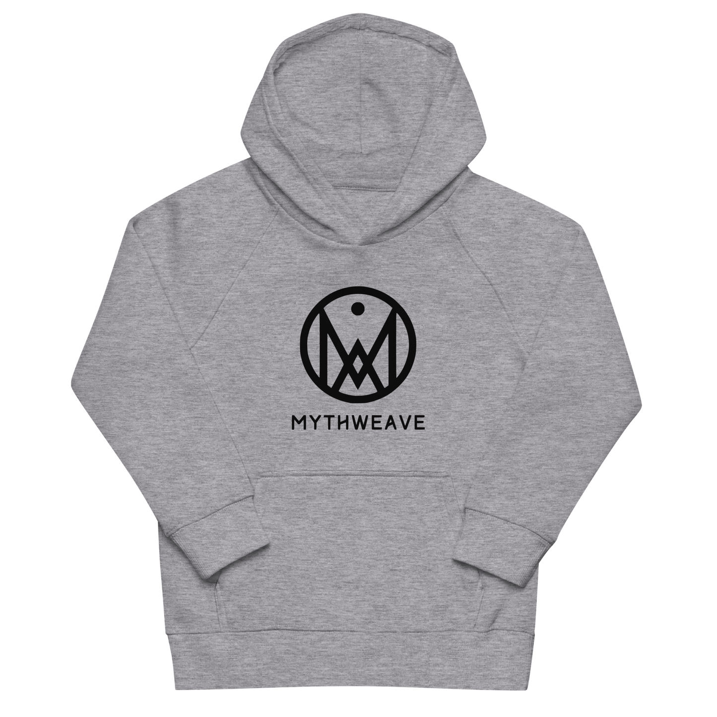 Sweat enfant en coton bio couleur gris avec logo MythWeave à plat de face