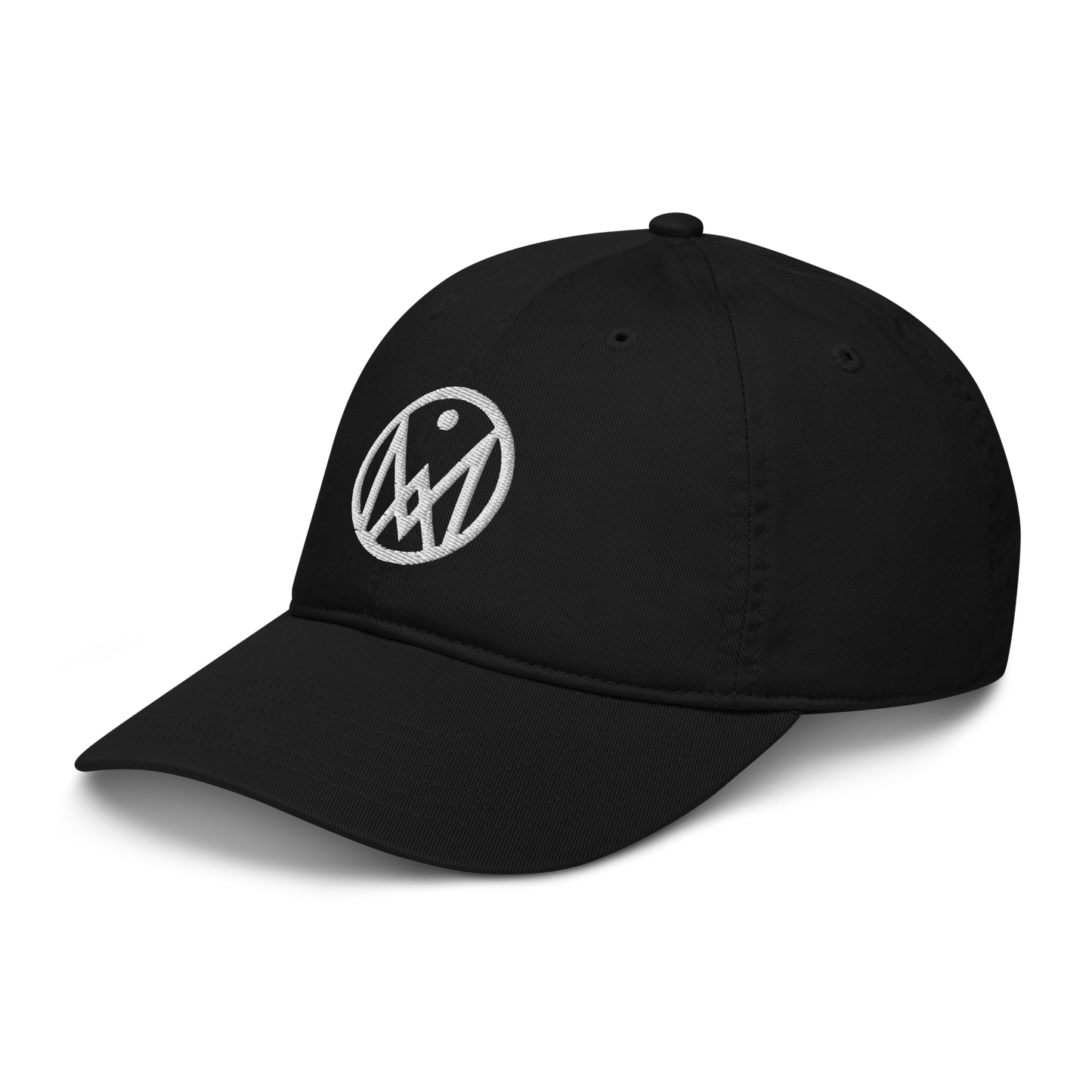 Casquette noire logo MythWeave de profil