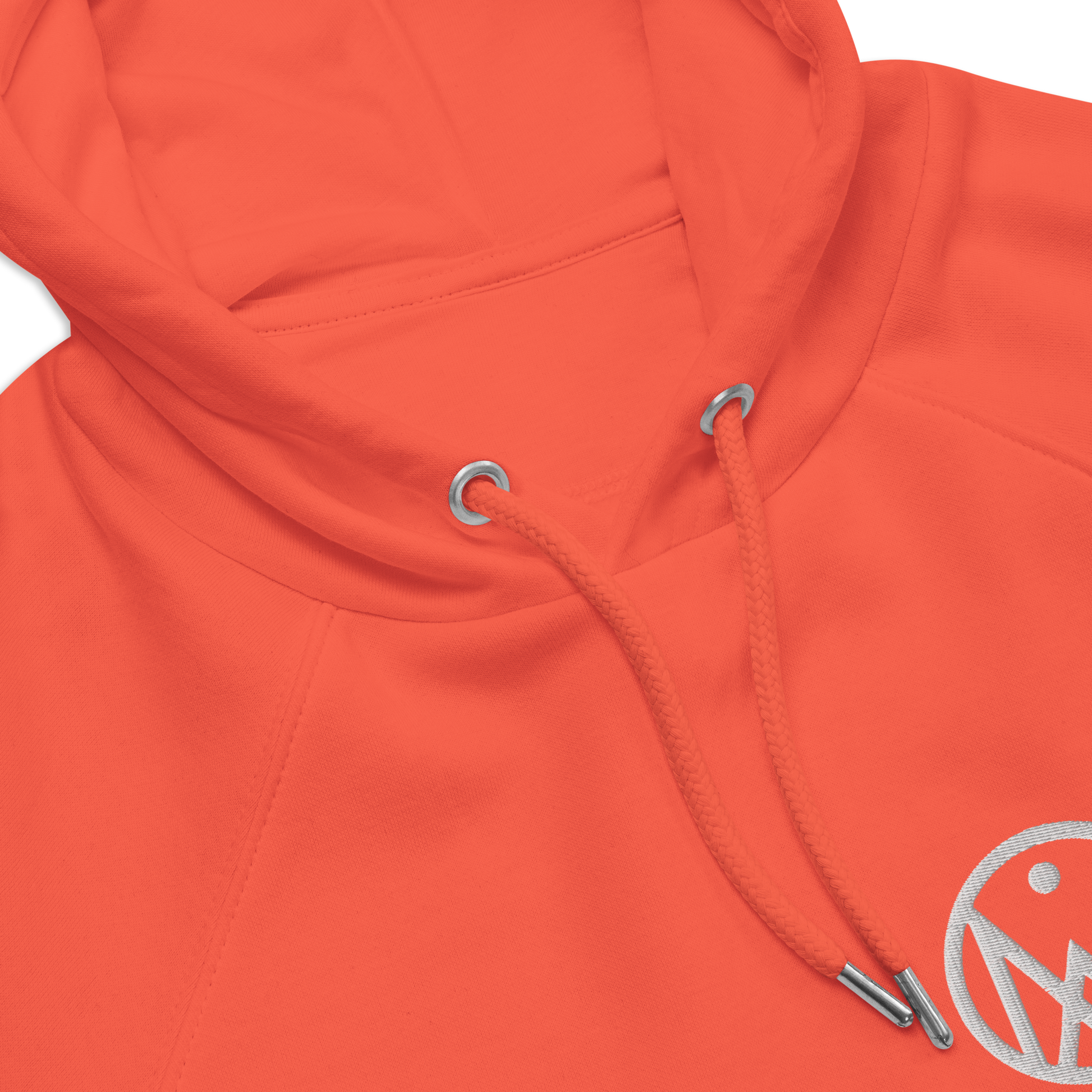 Zoom devant Sweat unisexe en coton bio couleur orange avec logo brodé MythWeave.