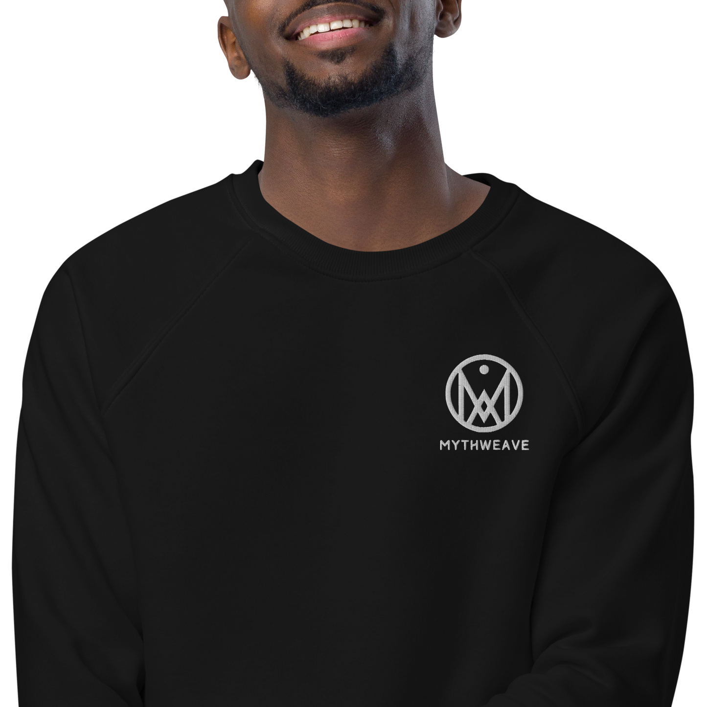 Sweatshirt Homme brodé en coton bio "Mythweave" - Noir